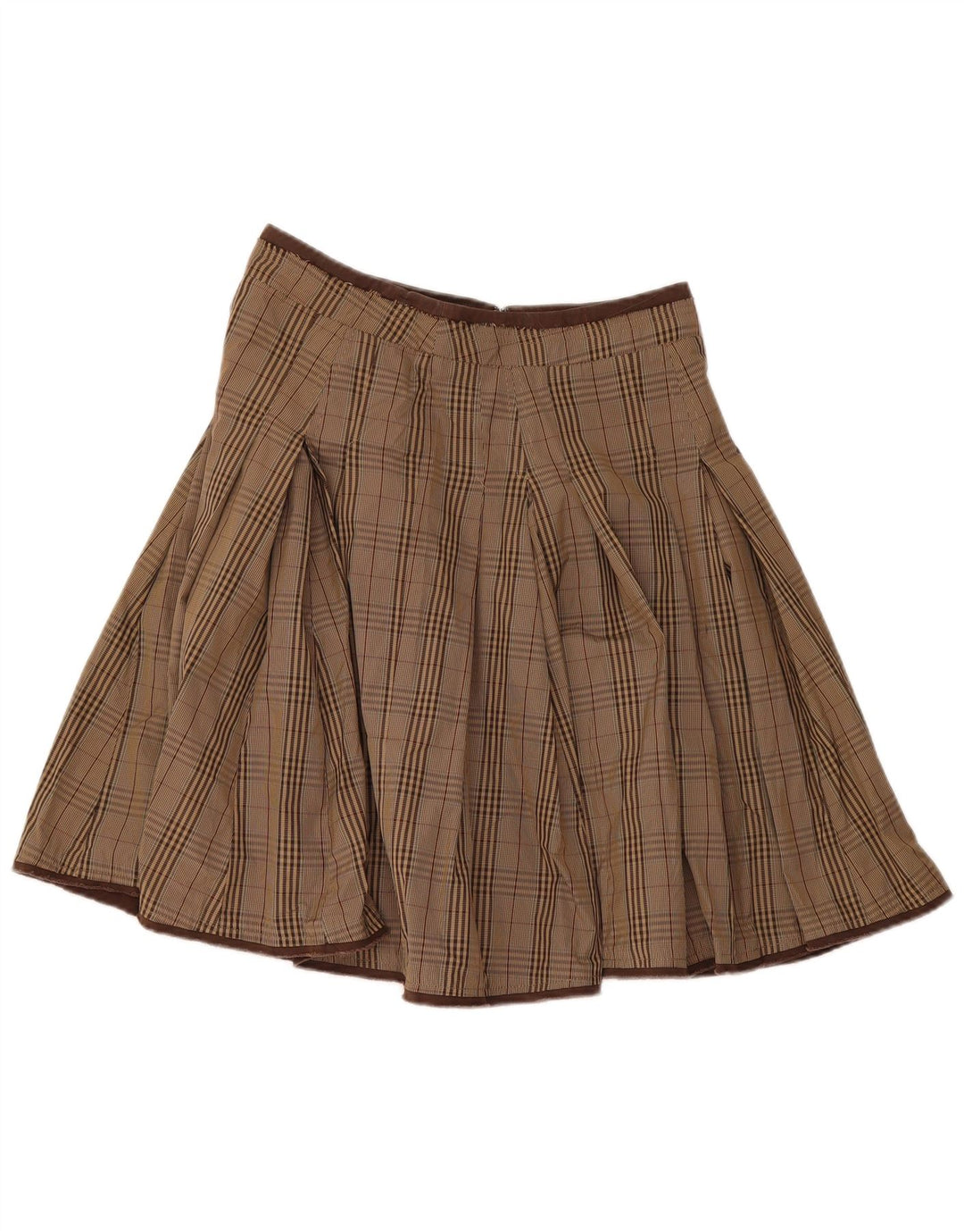 Henry Cottons Womens Flared Skirt IT 42 Medium W32 Brown Check