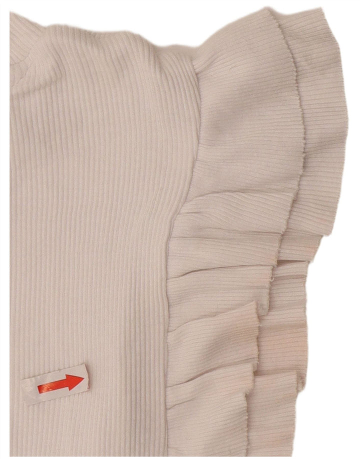 Zara Womens Crop Blouse Top UK 12 Medium White Cotton