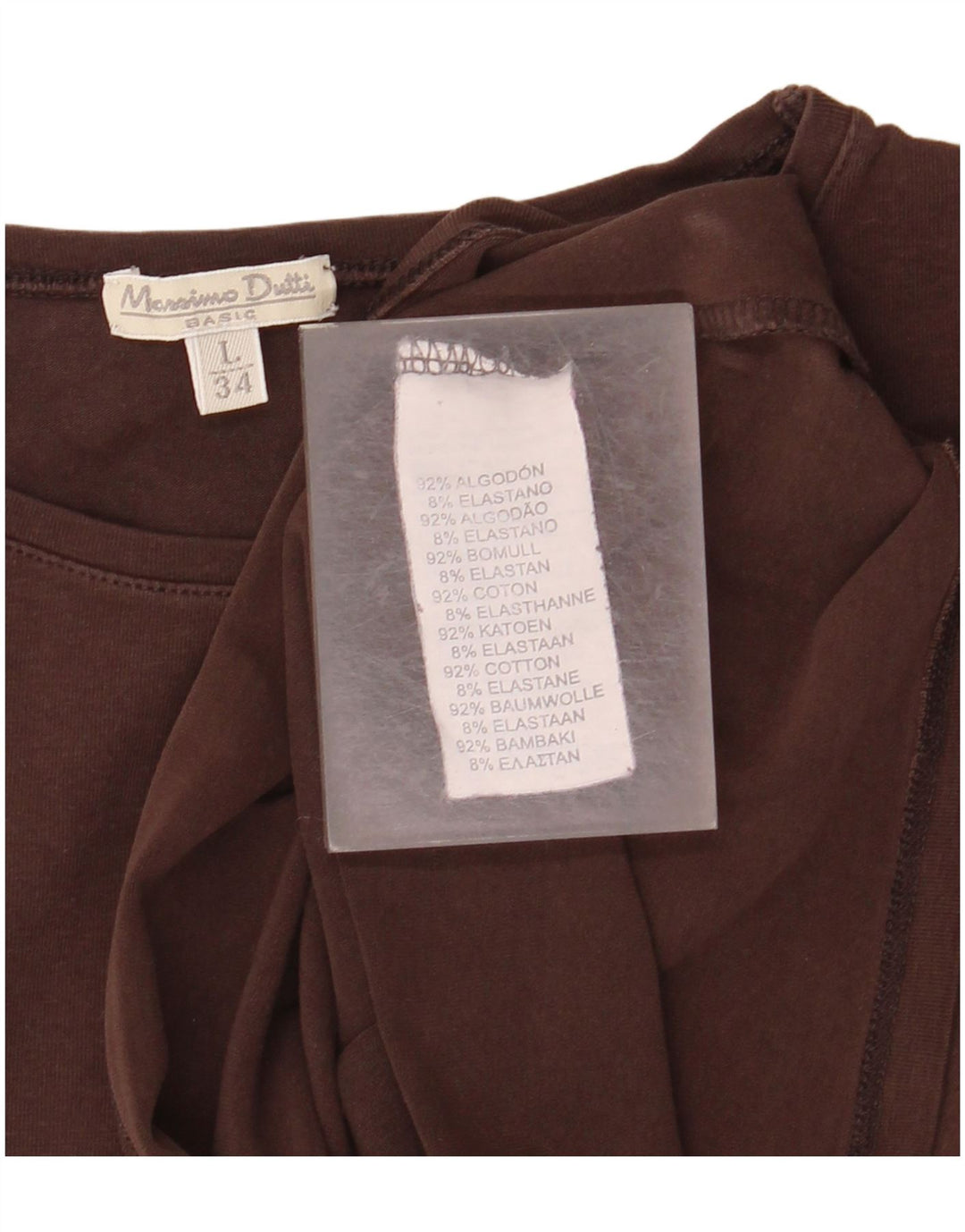 MASSIMO DUTTI Womens T-Shirt Top UK 14 Large Brown Cotton