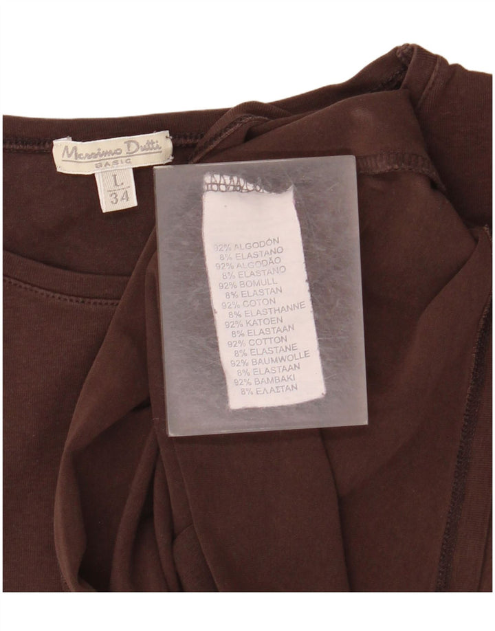 MASSIMO DUTTI Womens T-Shirt Top UK 14 Large Brown Cotton