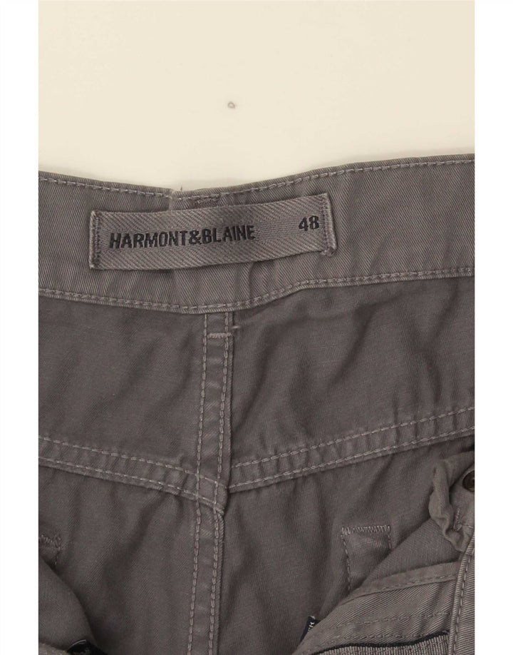 Harmont & Blaine Mens Straight Casual Trousers IT 48 Medium Grey Cotton