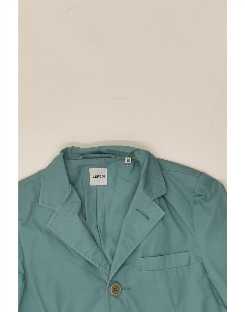 ASPESI Boys 3 Button Blazer Jacket 9-10 Years Turquoise Cotton | Vintage Aspesi | Thrift | Second-Hand Aspesi | Used Clothing | Messina Hembry 