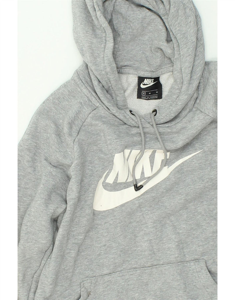 NIKE Womens Graphic Hoodie Jumper UK 14 Medium Grey Flecked Cotton Vintage Nike and Second-Hand Nike from Messina Hembry 