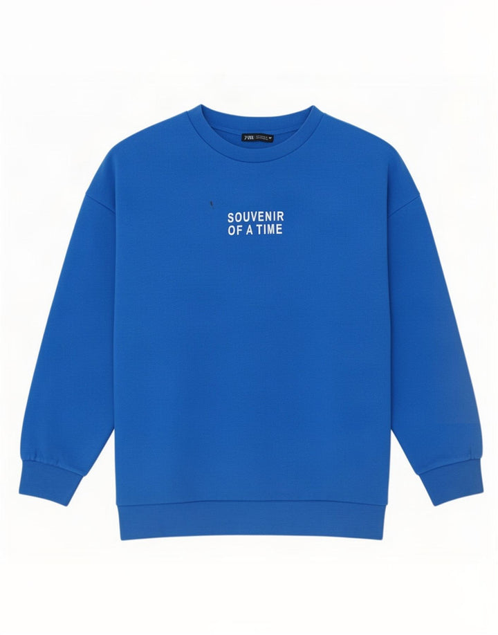 Zara Mens Graphic Sweatshirt Jumper Small Blue Cotton