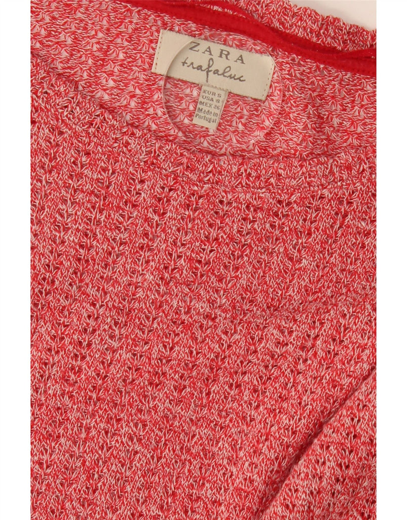 ZARA Womens Crop Oversized Boat Neck Jumper Sweater UK 10 Small Red Vintage Zara and Second-Hand Zara from Messina Hembry 