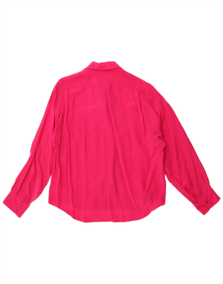 VINTAGE Womens Shirt Blouse UK 14 Medium Pink Silk