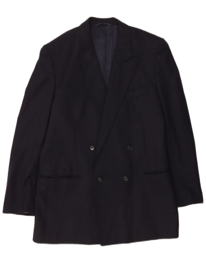 Vintage Mens Double Breasted Blazer Jacket IT 50 Large Navy Blue