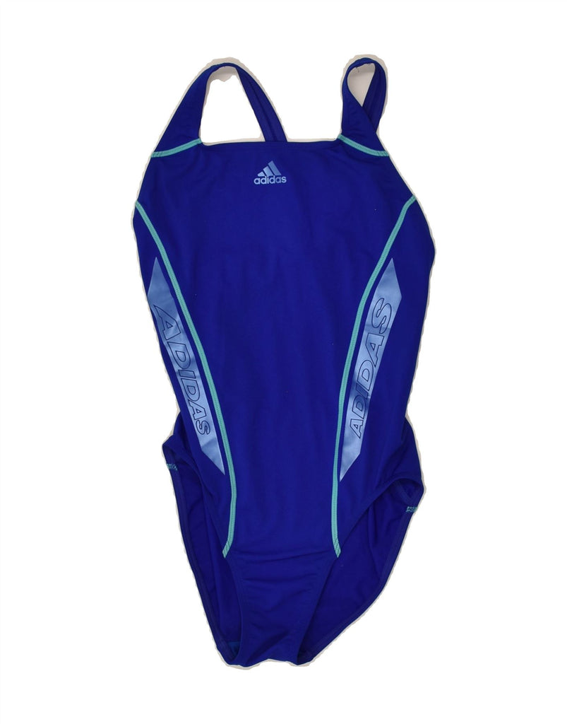 ADIDAS Womens Graphic Swimwear UK 4 XS Blue Polyester | Vintage Adidas | Thrift | Second-Hand Adidas | Used Clothing | Messina Hembry 