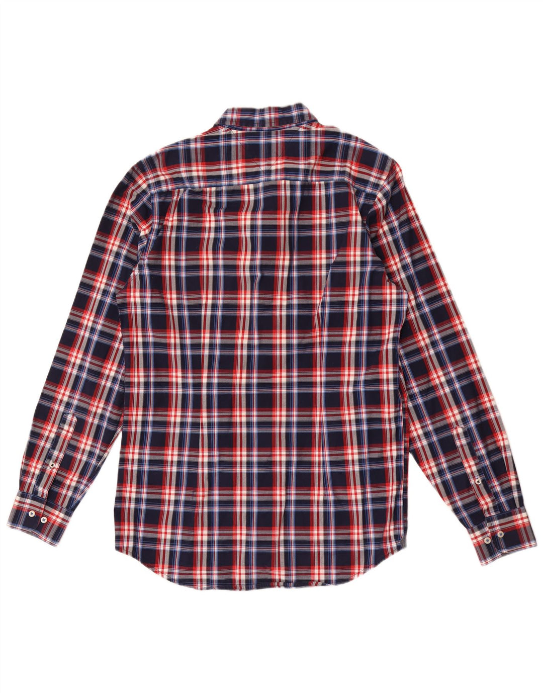 Tommy Hilfiger Mens Slim Fit Shirt Large Navy Blue Check Cotton