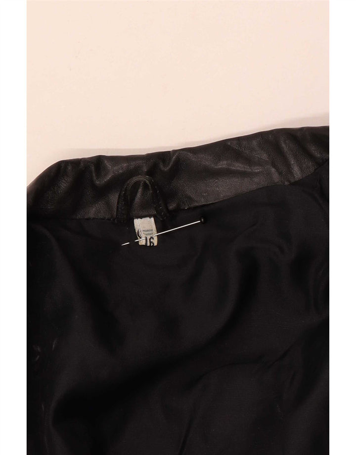 Vintage Womens Oversized Leather Jacket UK 16 Large Black