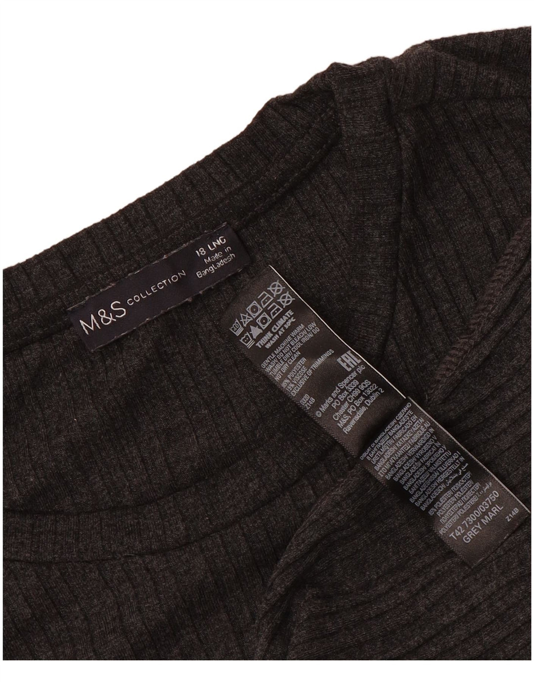 Marks & Spencer Womens Long Sleeve Jumper Dress UK 18 XL Grey Polyester