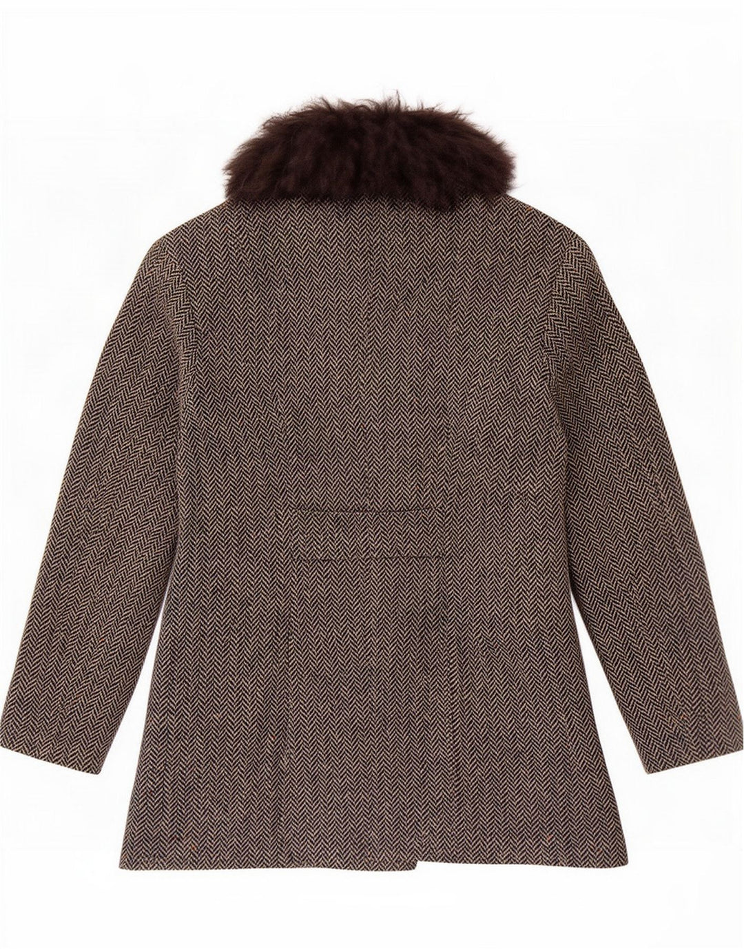 FIRMA Womens Double Breasted Overcoat UK 10 Small Grey Herringbone Wool