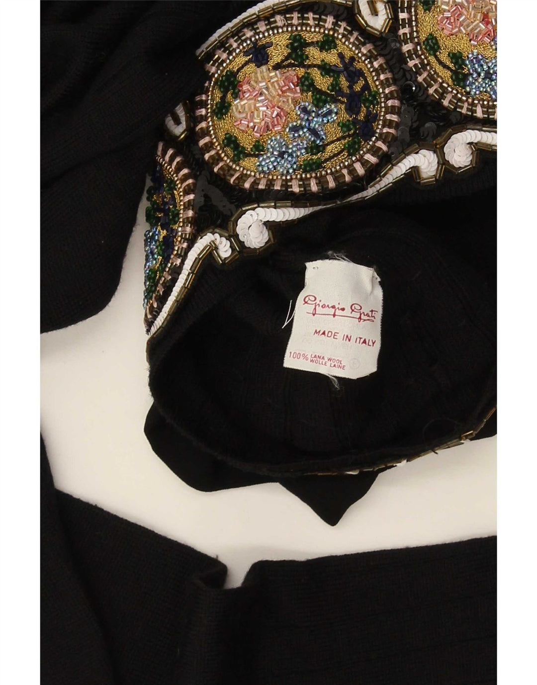 Giorgio Grati Womens Button Neck Jumper Sweater UK 12 Medium Black Floral