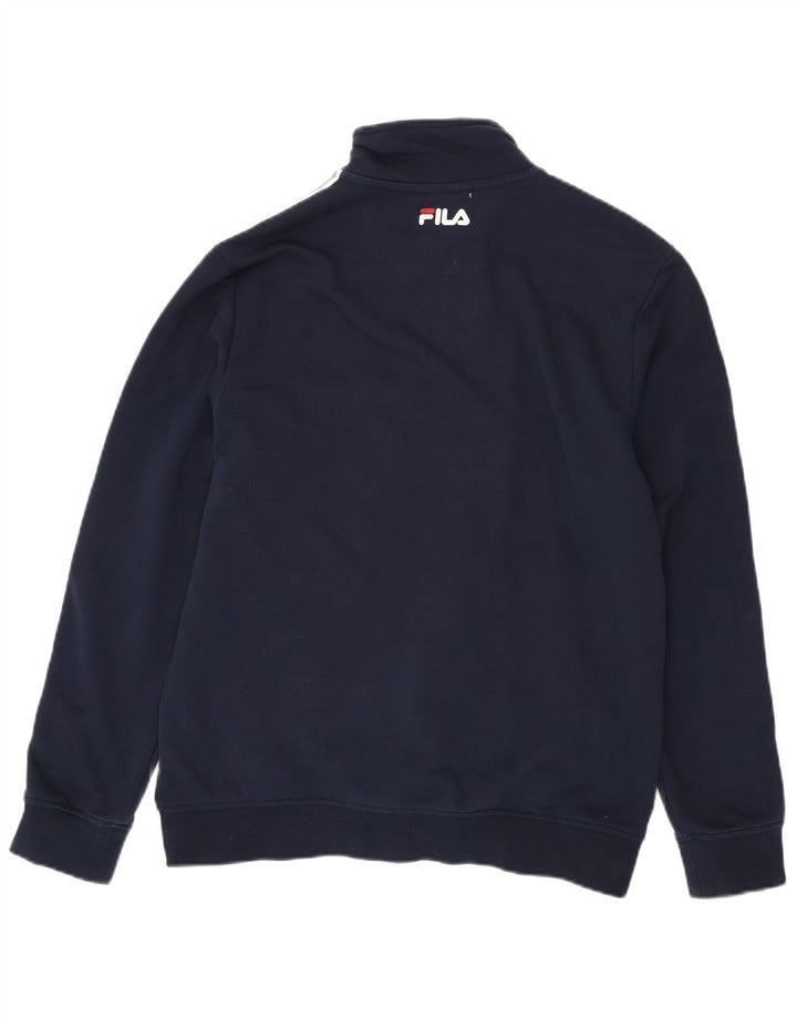 FILA Mens Tracksuit Top Jacket Large Navy Blue Cotton