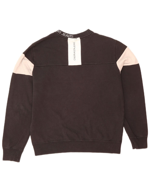 Calvin Klein Jeans Mens Graphic Sweatshirt Jumper Medium Black Colourblock