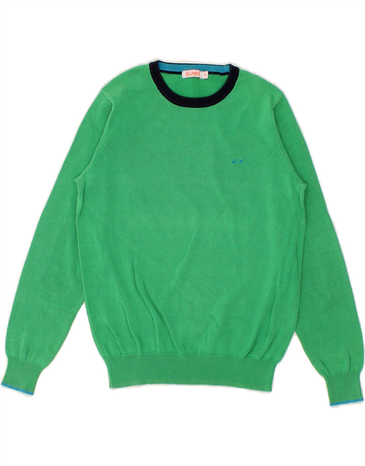 SUN68 Boys Crew Neck Jumper Sweater 7-8 Years Green Cotton Vintage Sun68 and Second-Hand Sun68 from Messina Hembry 