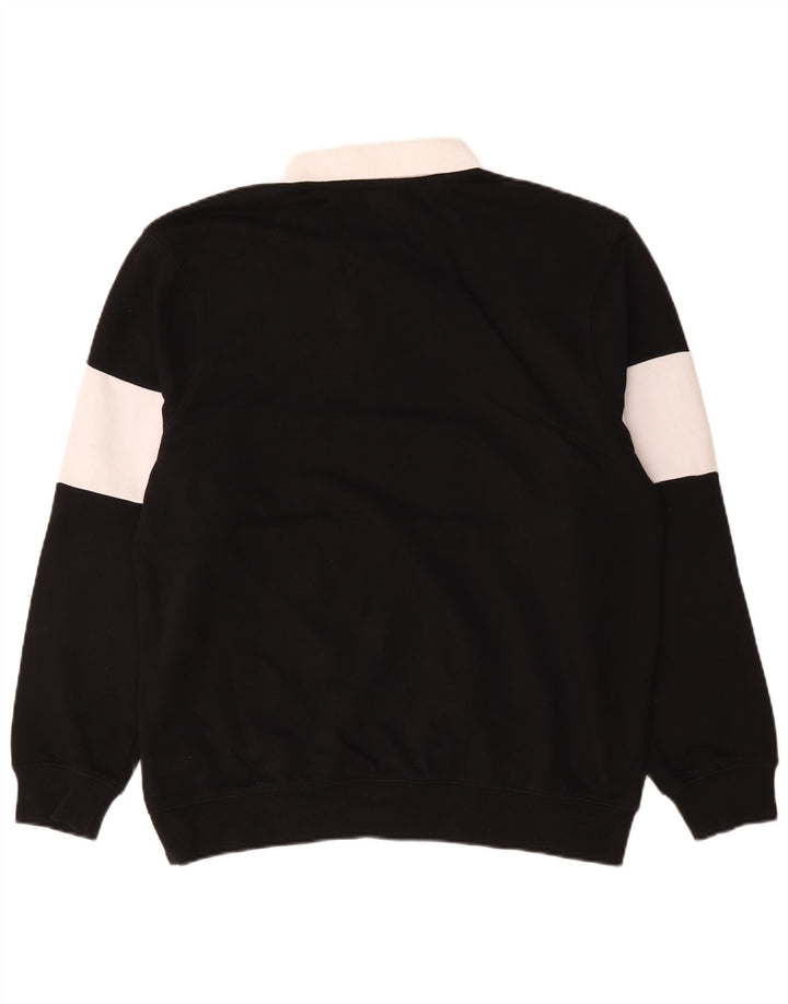 Ellesse Mens Polo Neck Sweatshirt Jumper Medium Black Colourblock Cotton