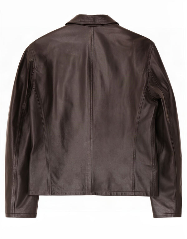 Sasch Mens Leather Jacket IT 50 Large Black Polyester