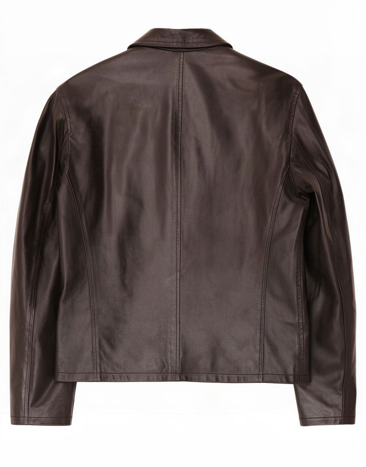 Sasch Mens Leather Jacket IT 50 Large Black Polyester