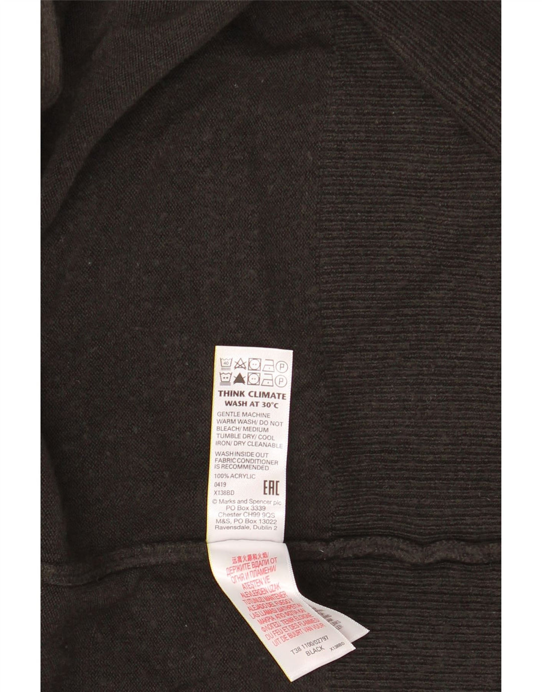 Marks & Spencer Womens Open Cardigan Sweater UK 16 Large Black Acrylic