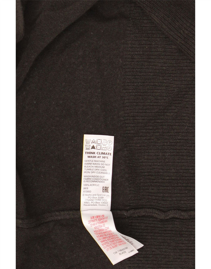 Marks & Spencer Womens Open Cardigan Sweater UK 16 Large Black Acrylic