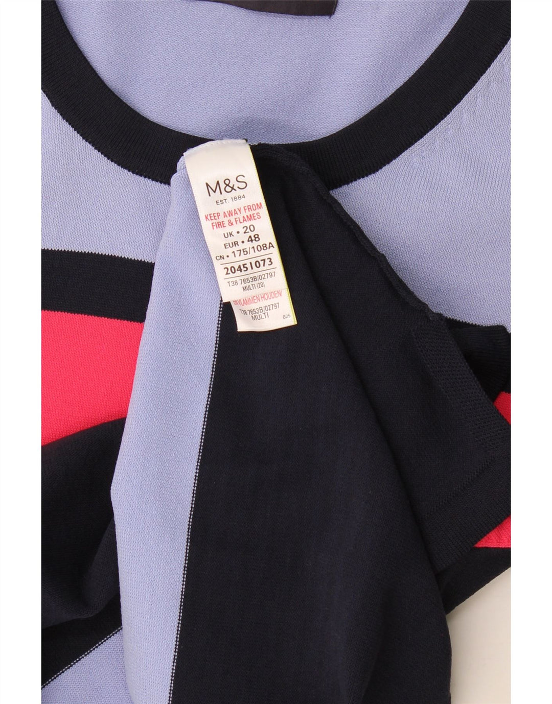 Marks & Spencer Womens T-Shirt Top UK 20 2XL Multicoloured Striped