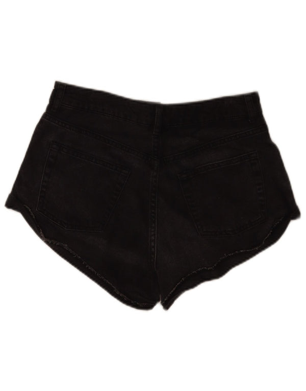Topshop Womens Denim Shorts UK 10 Small W28  Black Cotton