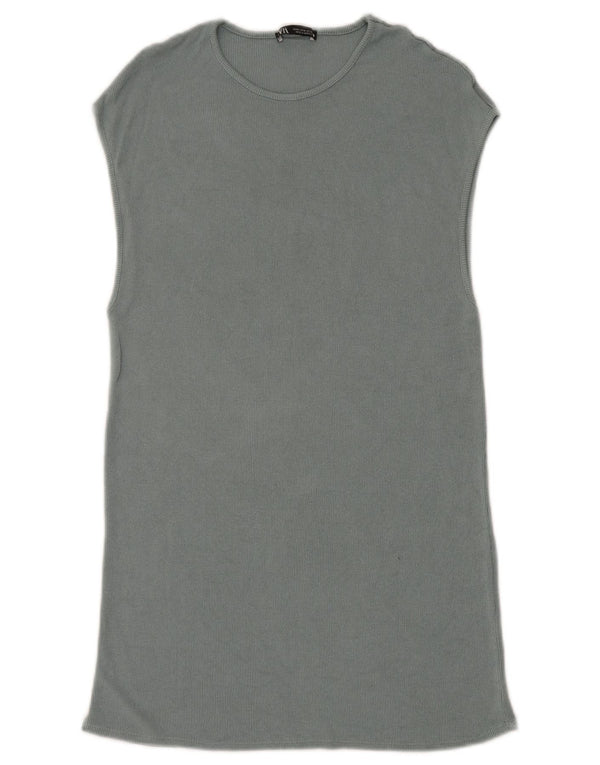 Zara Womens Sleeveless T-Shirt Dress UK 14 Medium Blue