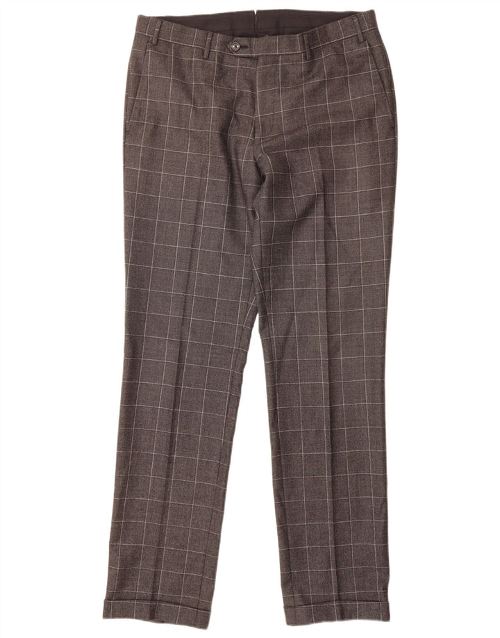 CORNELIANI Mens Straight Suit Trousers IT 50 Large W34 L32 Grey Check