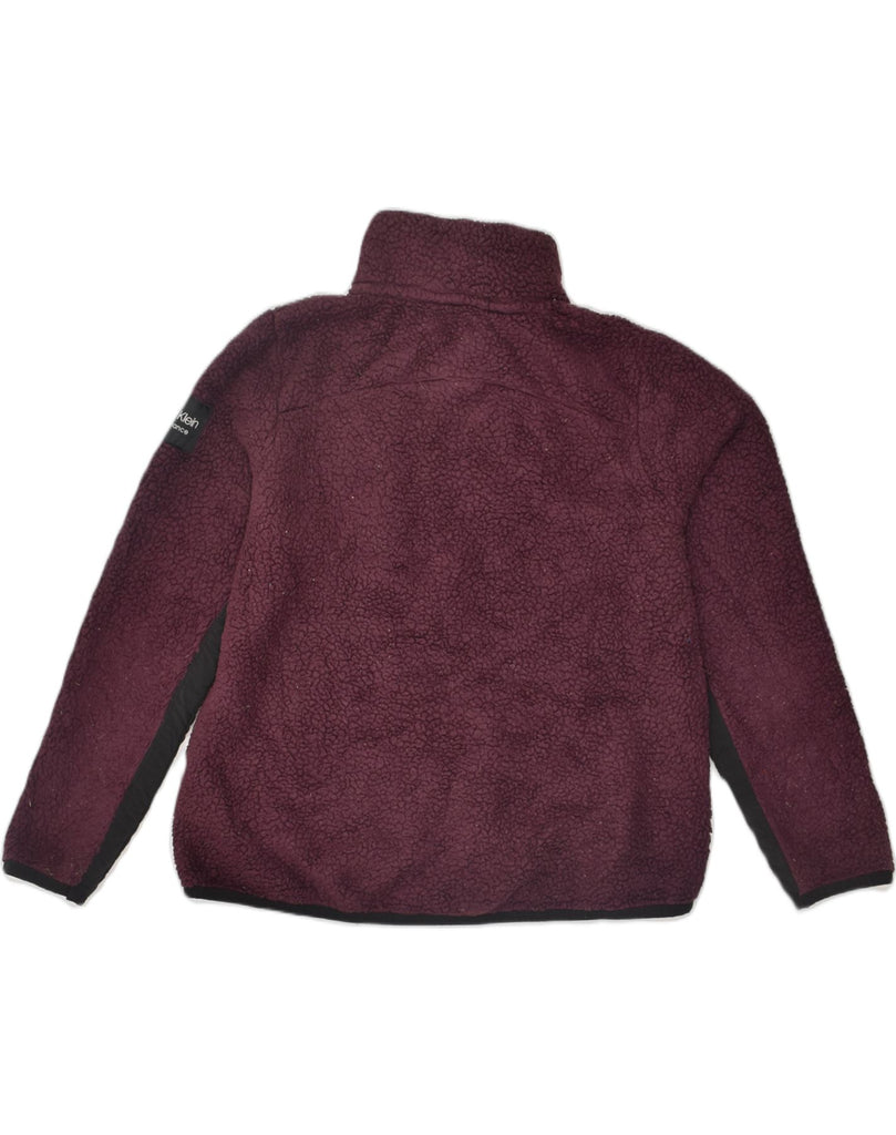 CALVIN KLEIN Womens Fleece Jacket UK 18 XL Maroon Polyester | Vintage Calvin Klein | Thrift | Second-Hand Calvin Klein | Used Clothing | Messina Hembry 