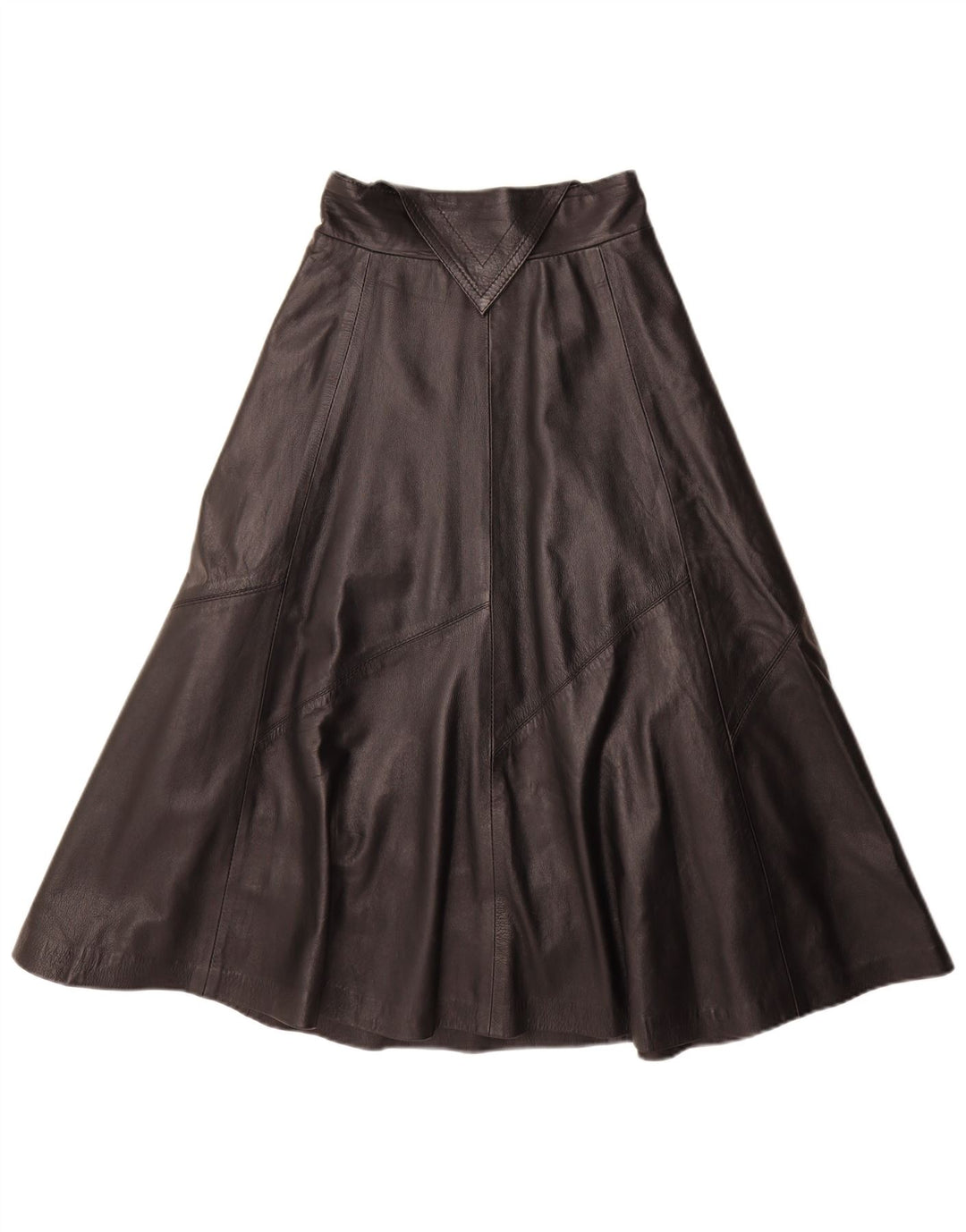Vintage Womens Leather Flared Skirt Medium W28  Black