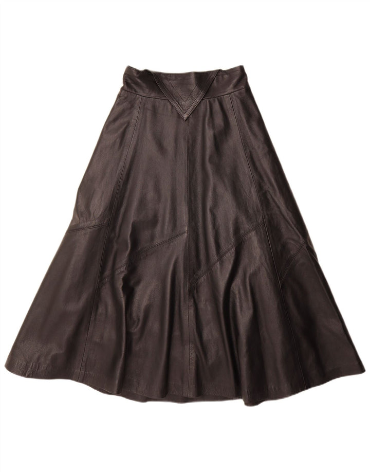 Vintage Womens Leather Flared Skirt Medium W28  Black
