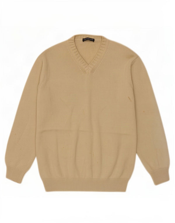 Cerruti 1881 Mens V-Neck Jumper Sweater Small Green Cotton