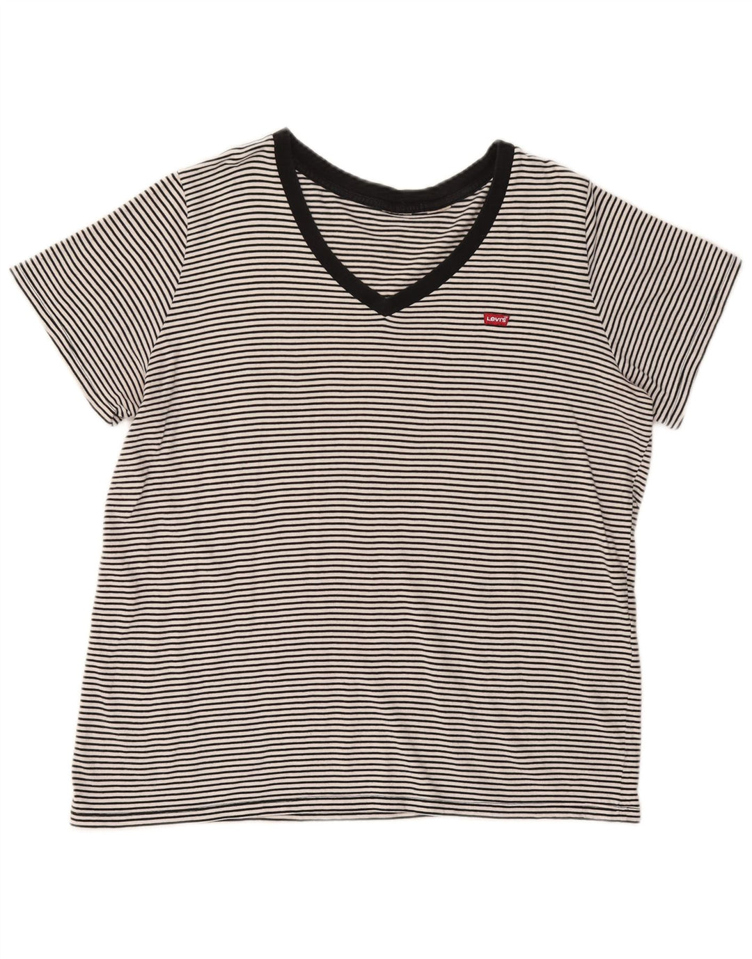 Levi's Womens T-Shirt Top UK 18 XL Black Striped Cotton