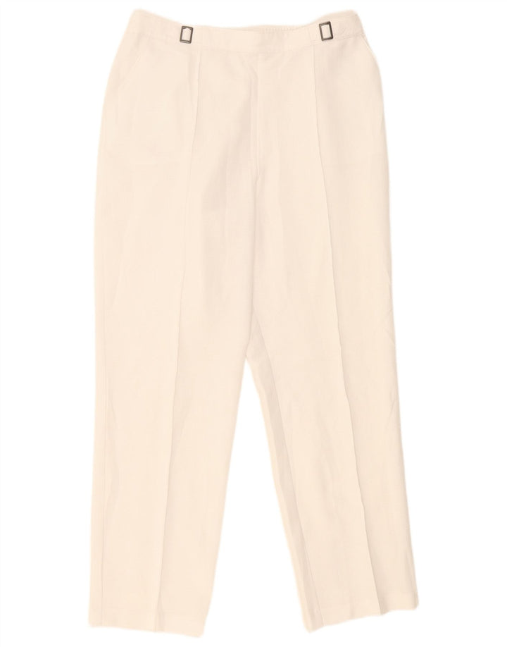 Marks & Spencer Womens Casual Trousers UK 14 Large W32 L29 White Check