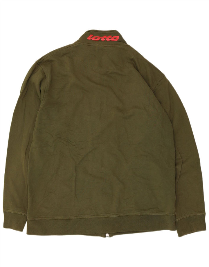 Lotto Mens Graphic Tracksuit Top Jacket Medium Khaki Cotton