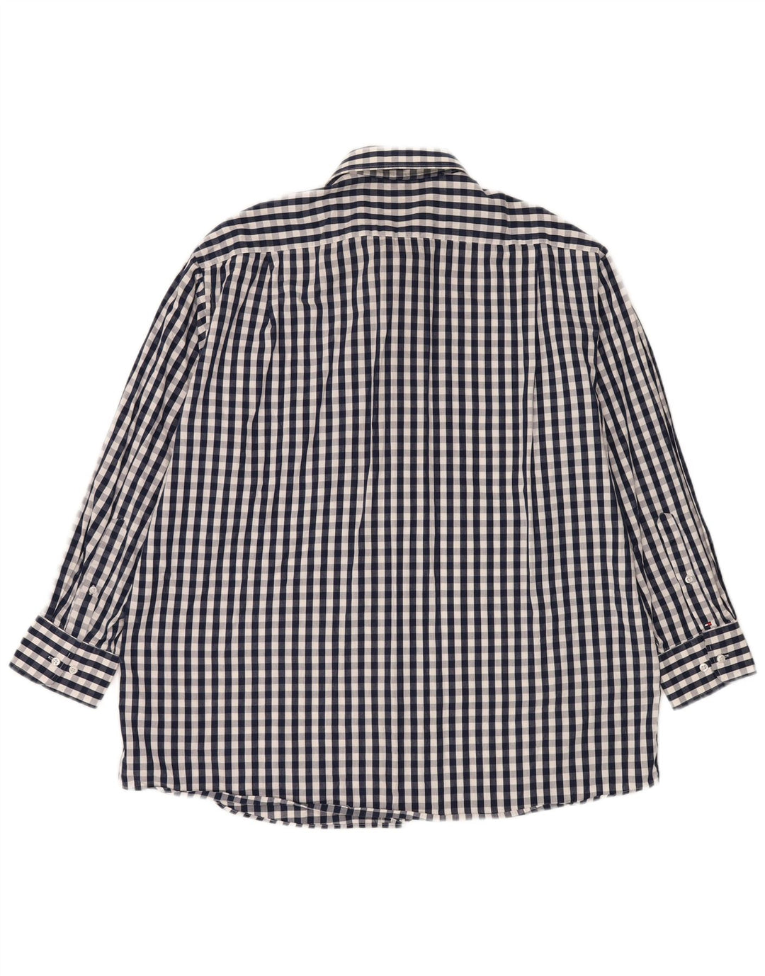 Tommy Hilfiger Mens Regular Fit Shirt Size 17 1/2 XL Navy Blue Gingham