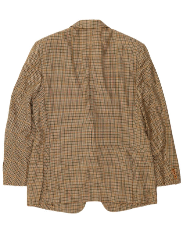 Burberrys Mens 2 Button Blazer Jacket IT 52 Large Beige Check Cotton