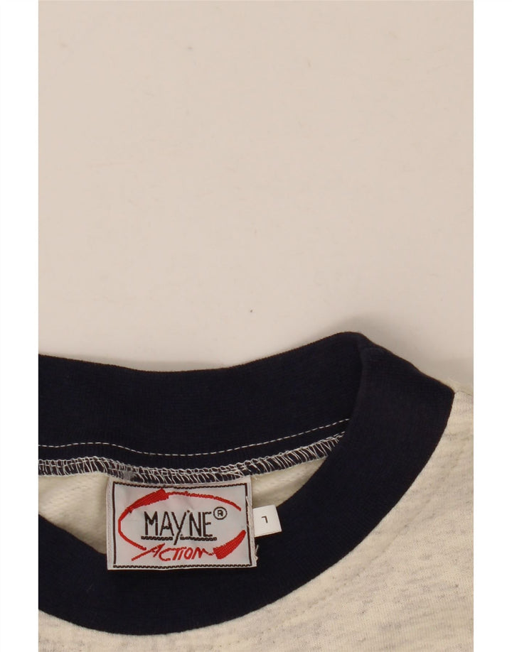 Vintage Mens Graphic Top Long Sleeve Large Grey Colourblock