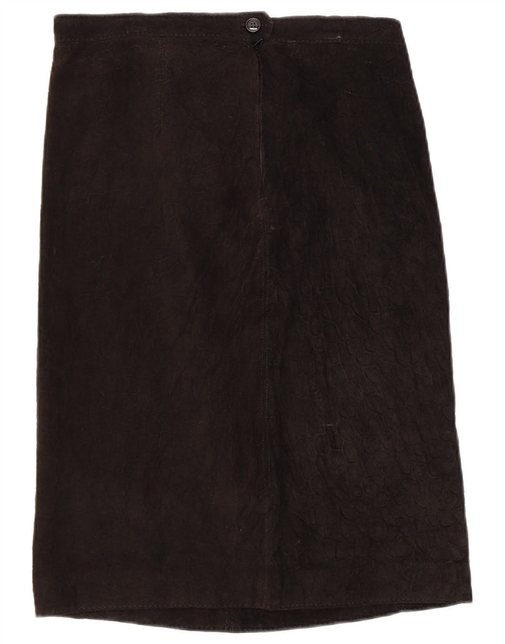 Vintage Womens Suede Straight Skirt W32 Large  Black