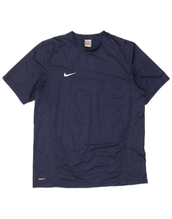 Nike Mens Dri Fit T-Shirt Top Large Navy Blue Polyester