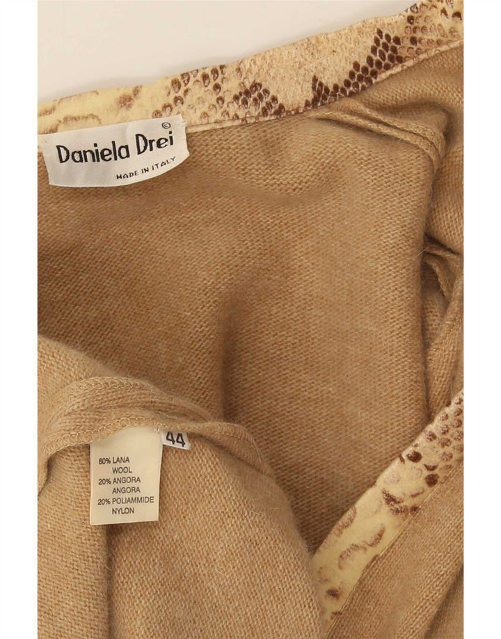 Daniela Drei Womens Front Tie Cardigan Sweater IT 44 Medium Brown Wool