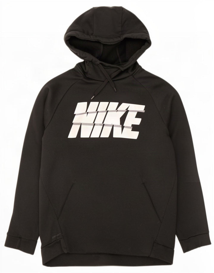 Nike Mens Dri Fit Graphic Hoodie Jumper Medium Black Polyester