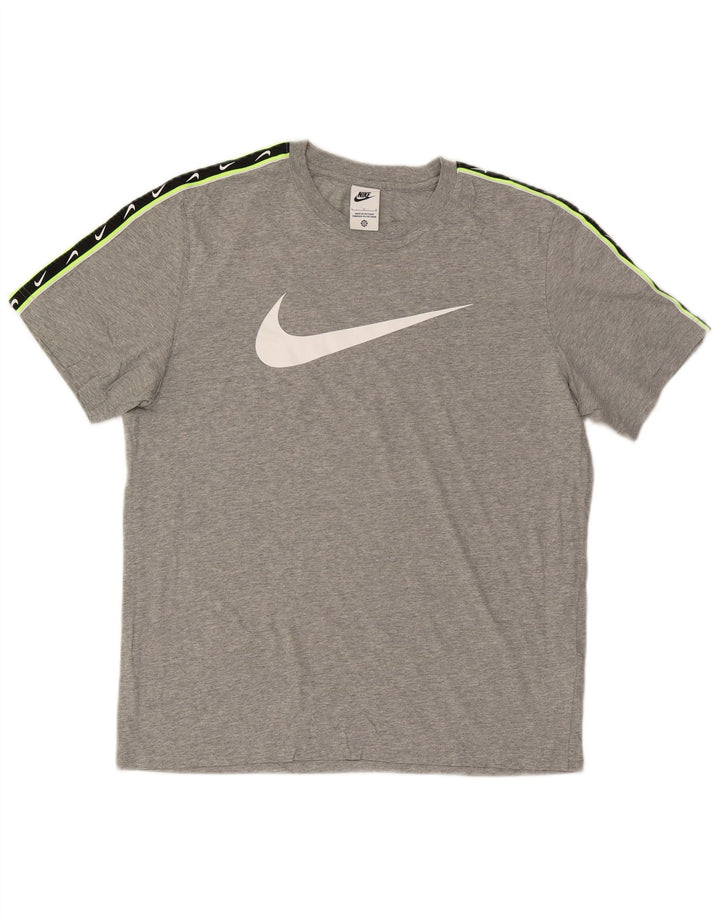 Nike Mens Graphic T-Shirt Top Large Grey Colourblock Cotton