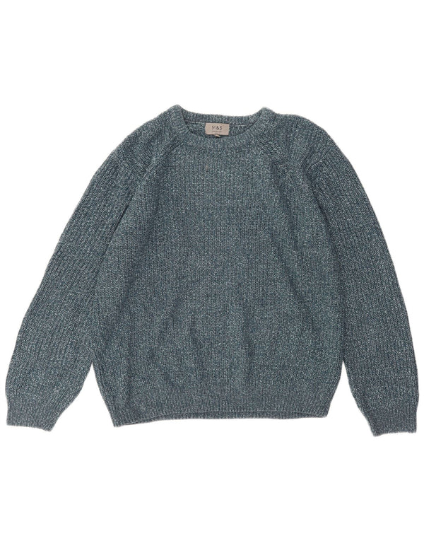 Marks & Spencer Mens Boat Neck Jumper Sweater XL Blue Acrylic