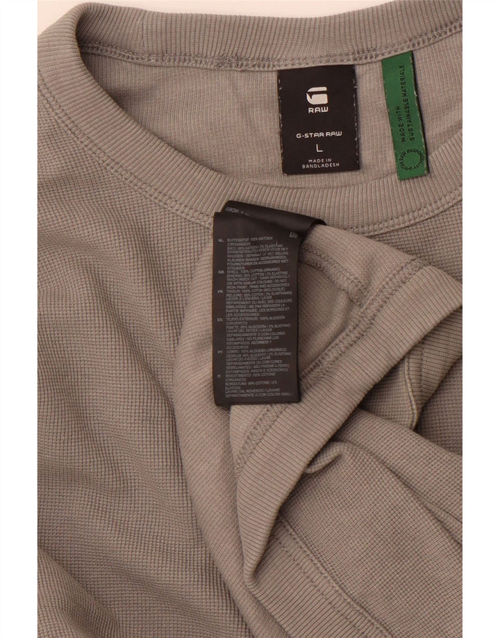 G-STAR Mens Top Long Sleeve Large Grey Cotton