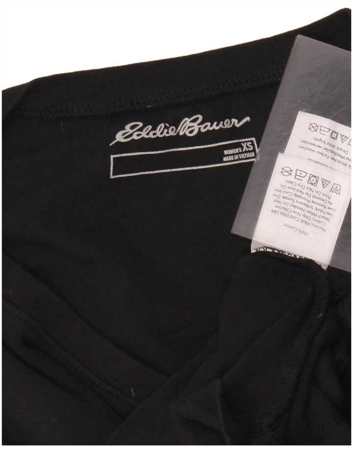 Eddie Bauer Womens Top Long Sleeve UK 6 XS Black Cotton