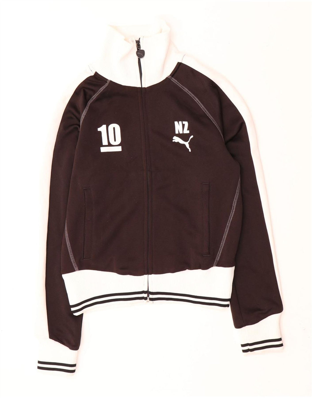 PUMA Womens Crop Tracksuit Top Jacket UK 10 Small Black Colourblock