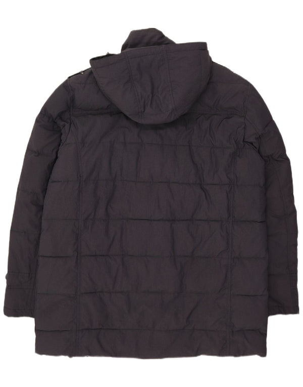 Navigare Mens Hooded Padded Coat UK 46 3XL Navy Blue Nylon