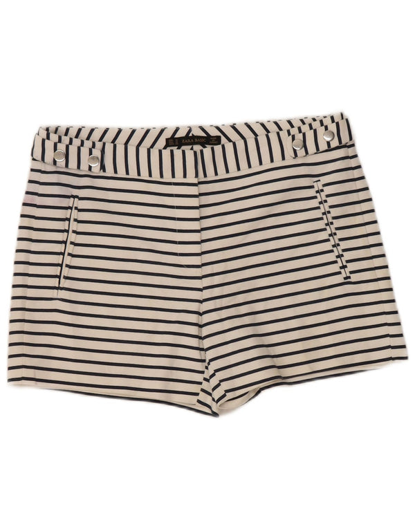 Zara Womens Hot Pants Medium W30  White Striped Cotton